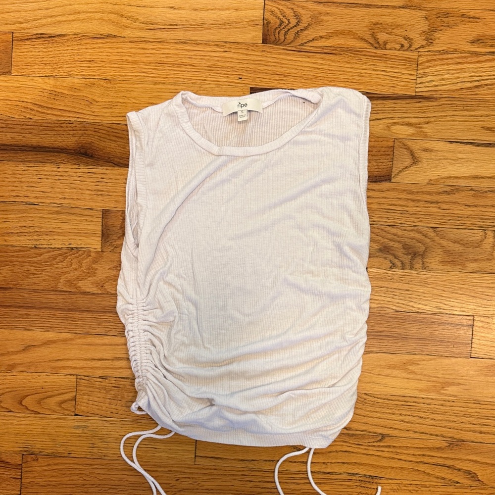 Ripe Maternity Jodi White Ruched Sleeveless Top S